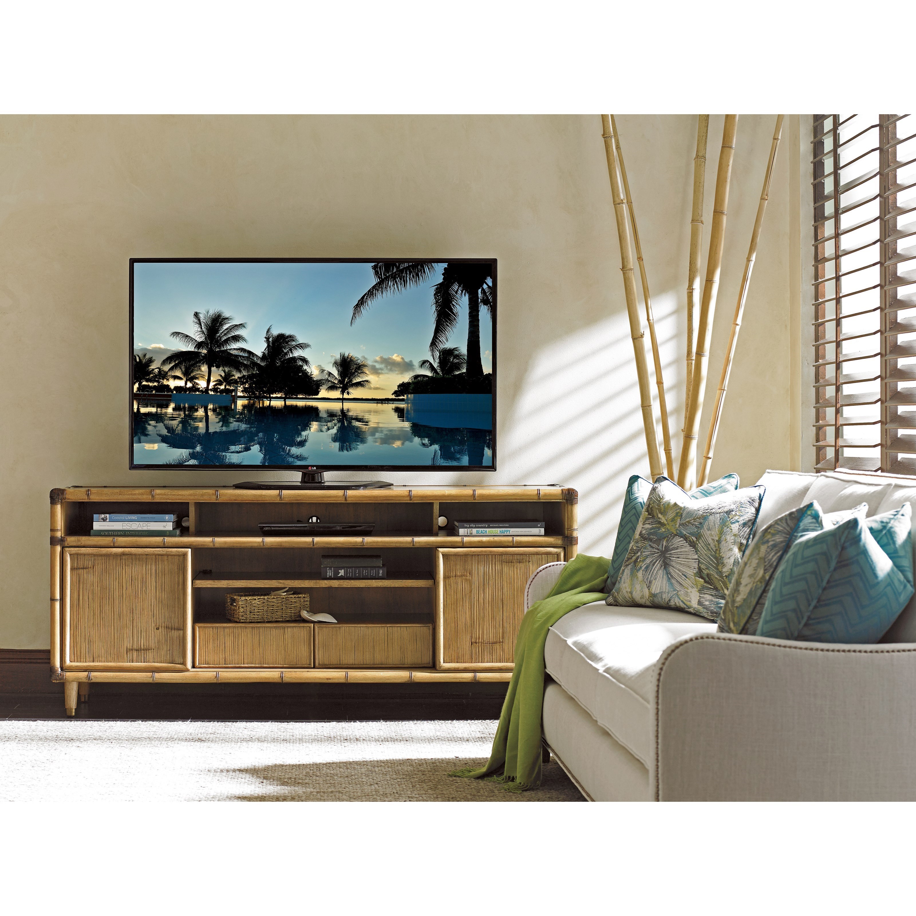 Tommy Bahama Home Twin Palms Sea Crest 74" Media Console with Sliding